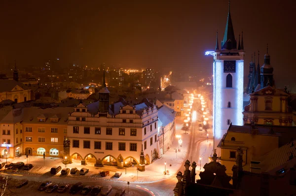 Litomerice in der Nacht, Tschechische Republik — Stockfoto