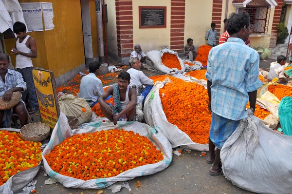 Mercado de flores en Calcuta — Foto de Stock