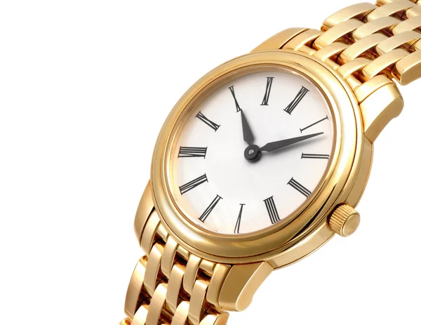 Sluiten van een gouden horloge — Stockfoto