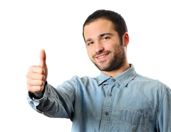 stock image Photo of a young man giving a thumbs up