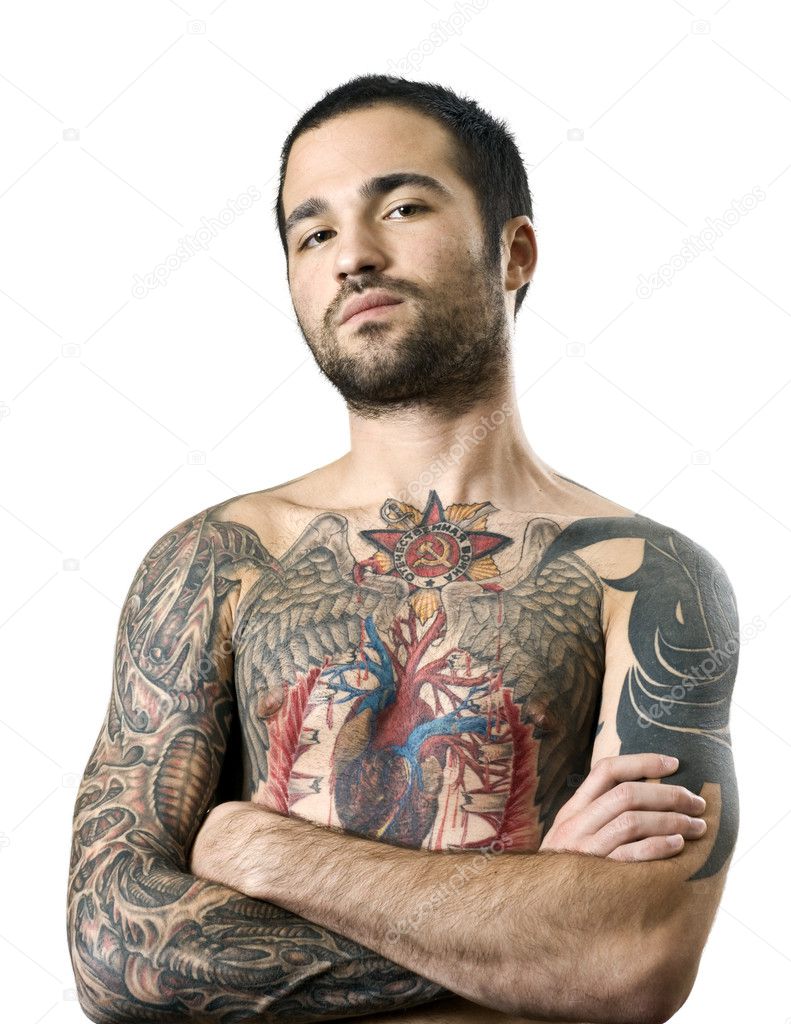 Guy with a tattoo posing