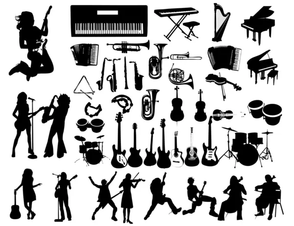 Music instruments and musicians — Stock Vector