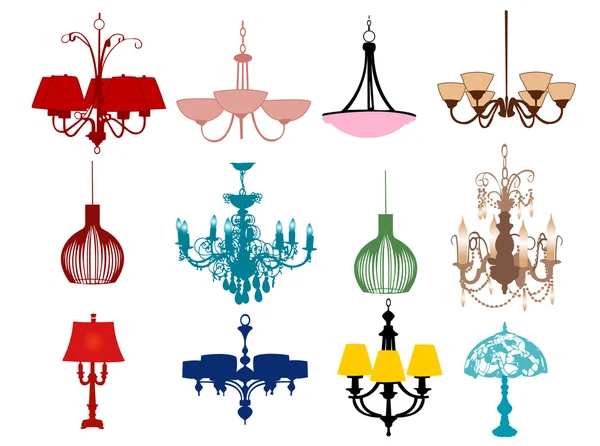 Lamps and chandeliers — Stock Vector