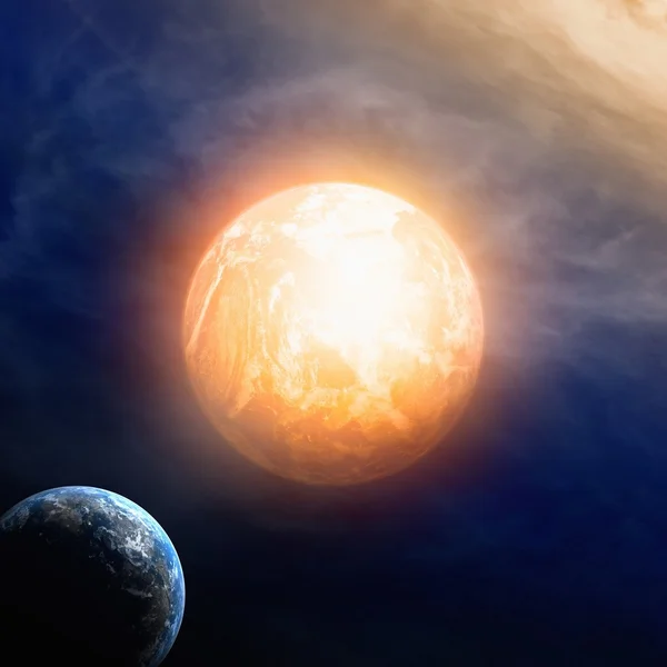 Дві планети в космосі — стокове фото