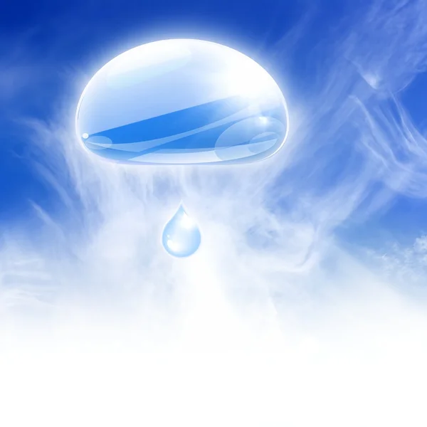 Water drops in blue sky — Stock Photo, Image
