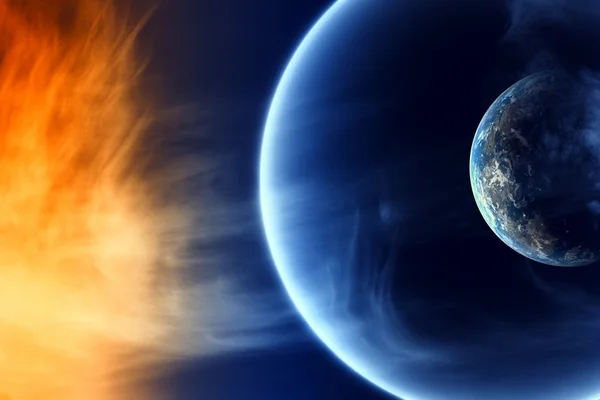 Uzayda iki soyut gezegen — Stok fotoğraf