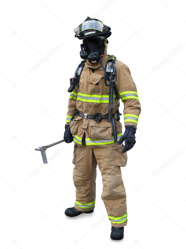 Modern firefighter in gear