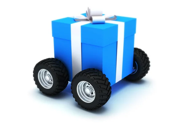 Gift on wheels — Stock Photo, Image
