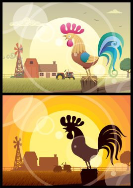 Rooster Crowing clipart