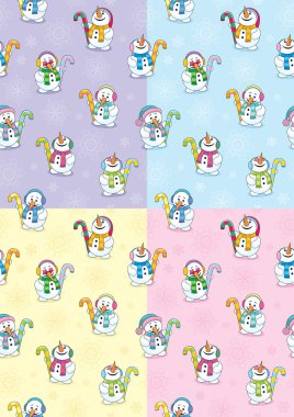 Snowman Seamless Patterns clipart