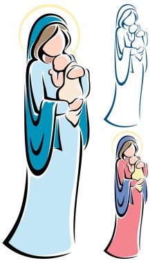 Virgin Mary and Baby Jesus clipart