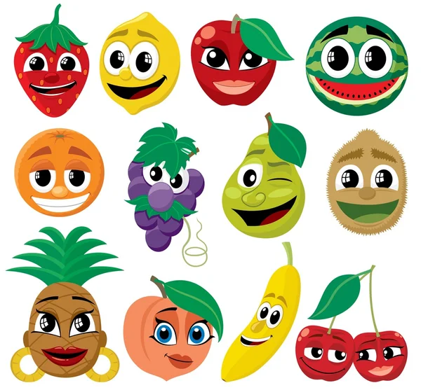 Frutas de dibujos animados — Vector de stock