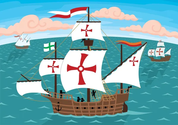 Naves de Colón — Vector de stock