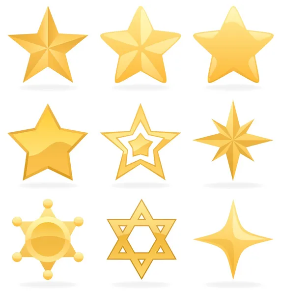 Arany csillag ikonok — Stock Vector