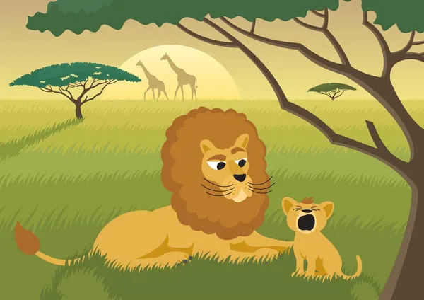 Lions i naturen — Stock vektor