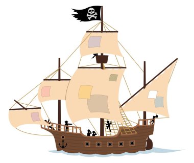 Pirate Ship on White clipart