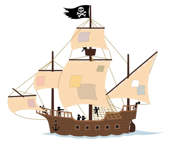 Pirate Ship on White — Stock Vector