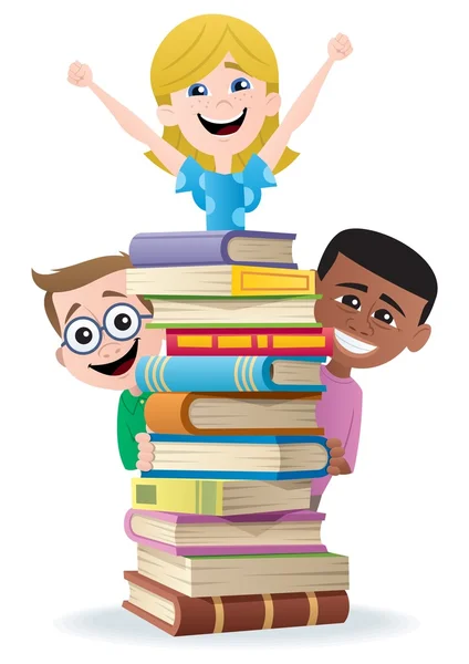 Könyvek és a gyerekek — Stock Vector