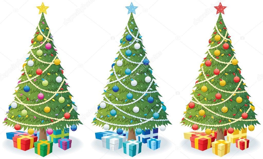 Vánoční stromeček kreslený Stock vektory, Royalty Free Vánoční stromeček kreslený Ilustrace | Depositphotos