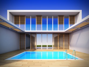 Modern house in minimalist style. clipart