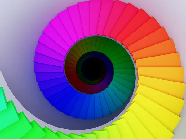 Escalier spirale coloré à l'infini . — Photo