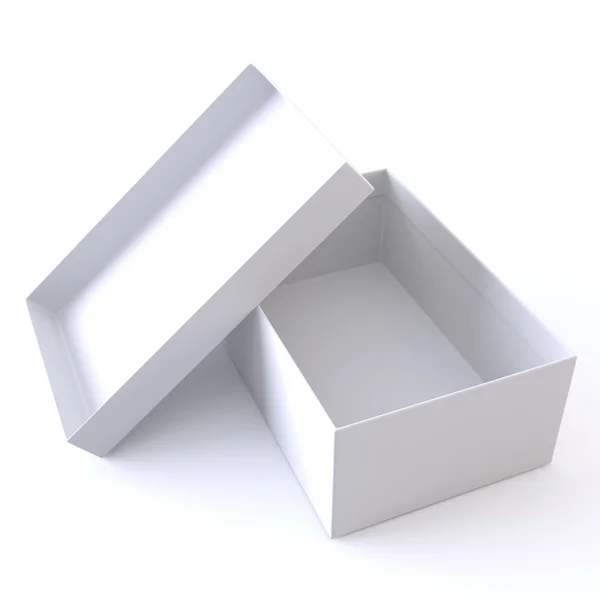 Λευκού ανοιγμένων άδειο κουτί. — Φωτογραφία Αρχείου