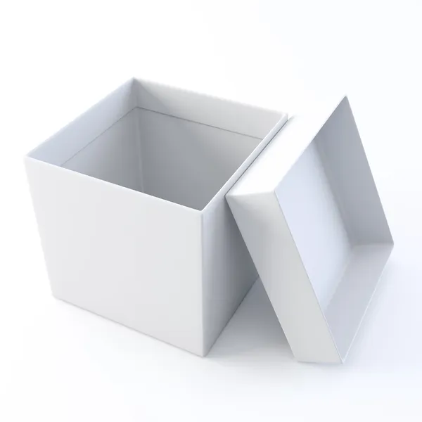 Fehér megnyitott üres doboz. — Stock Fotó