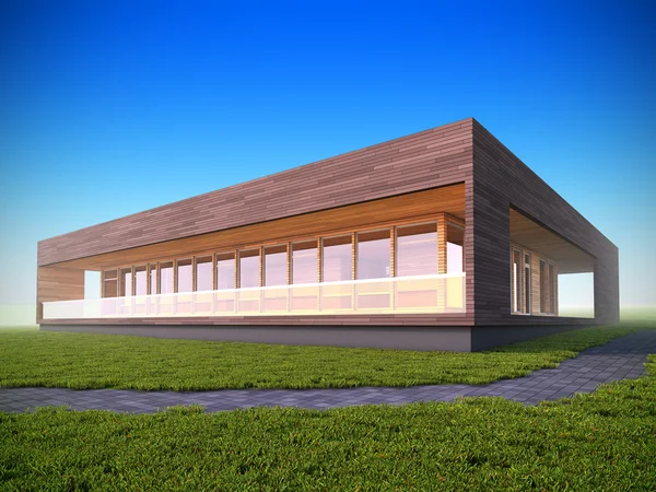 Ecologische modern houten huis. — Stockfoto