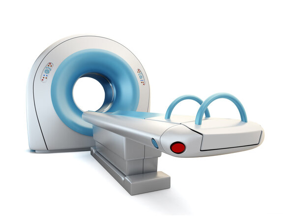 MRI scanner, isolated on white background.