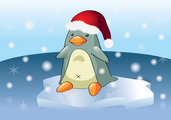 Christmas cartoon penguin — Stock Vector