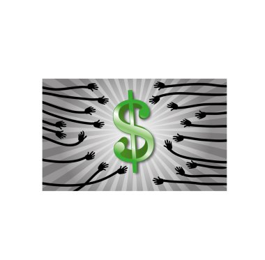Hands try to grab a dollar symbol clipart
