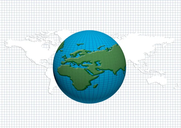 Mundo globo whith mapa do mundo — Fotografia de Stock