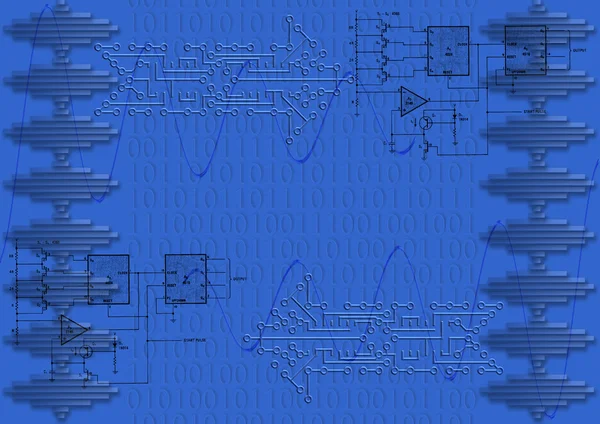 Flèches de circuits imprimés avec numéros binaires — Photo