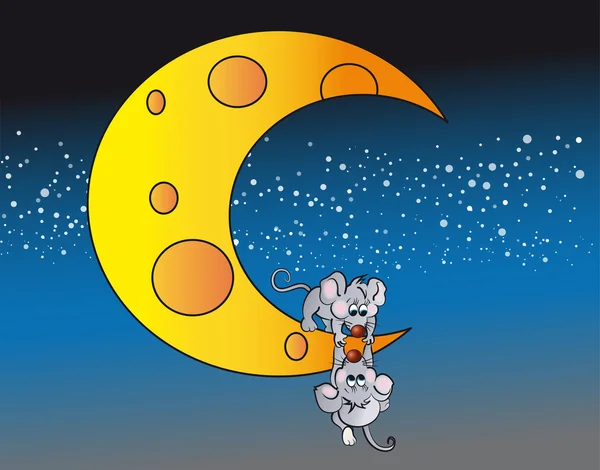 Małe myszy na Księżycu — Wektor stockowy