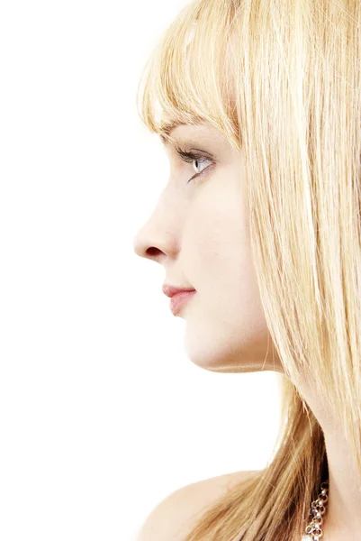Profil tvář krásná blondýnka — Stock fotografie
