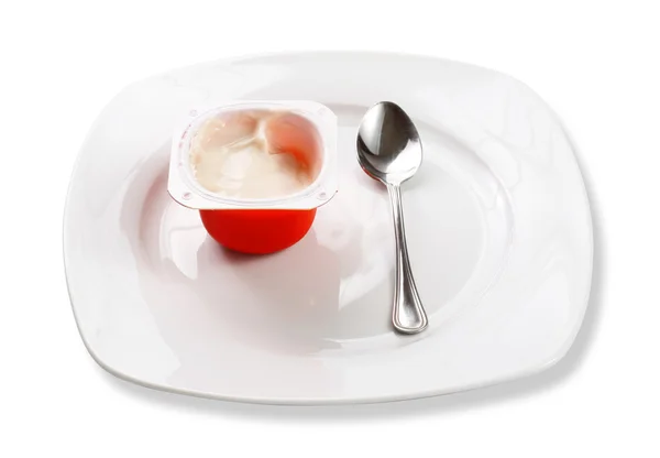 Jar of yoghurt — Stock Photo, Image