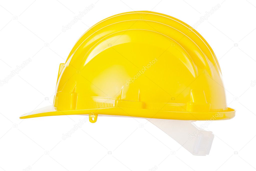 Yellow helmet isolated on white background