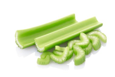 Green celery sticks isolated on white background clipart