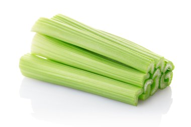 Green celery sticks isolated on white background clipart