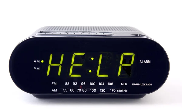 Reloj despertador digital con la palabra AYUDA —  Fotos de Stock