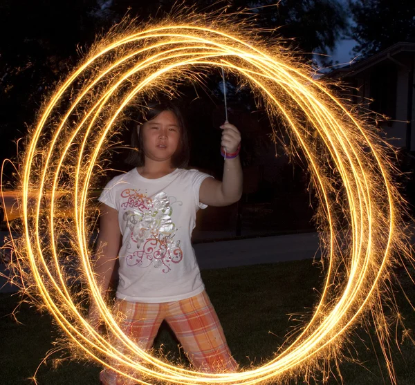 stock image Young Girl with a Sparkler