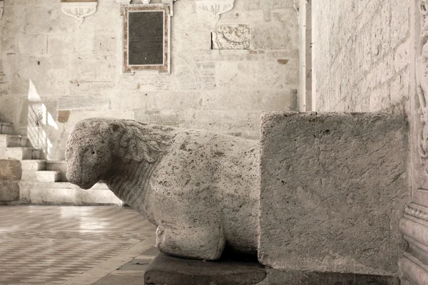 Lion sculpture in the cathedral of Spoleto — Stock Photo, Image