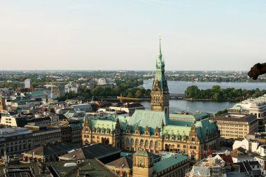 Hamburg. bir tür bir şehir, şehir Belediye Binası ve alster Gölü