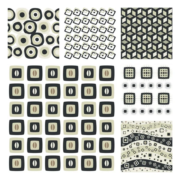 Collection vectorielle de 6 motifs sans couture — Image vectorielle