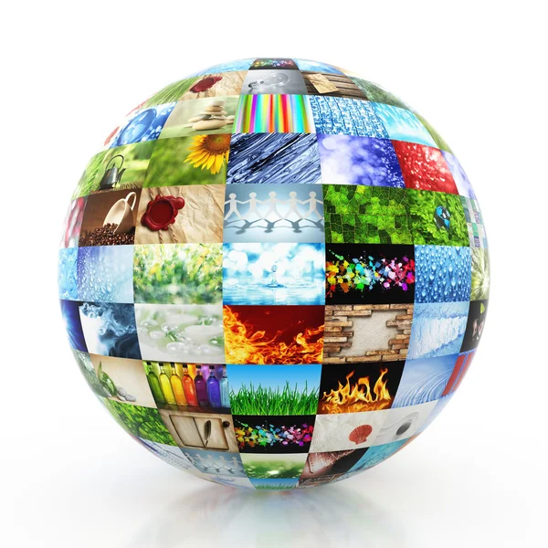 Sphere made of a collection of photos — Stock Photo, Image