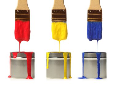 Paintbrushes dripping with paint clipart