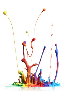 Colorful paint splashing isolated on white clipart
