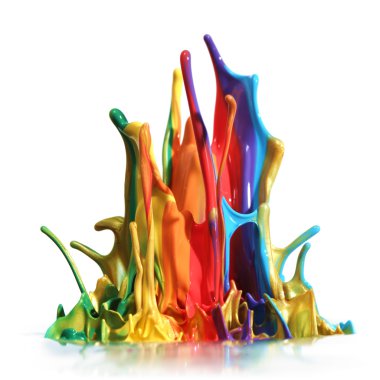 Colorful paint splashing isolated on white
