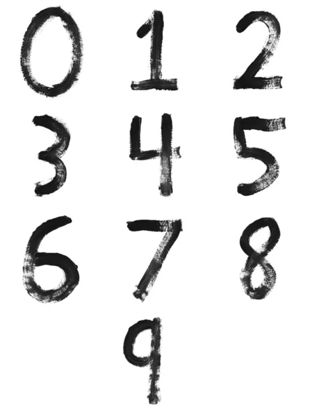 Uppsättning målade bokstäver, siffror & symboler — Stockfoto