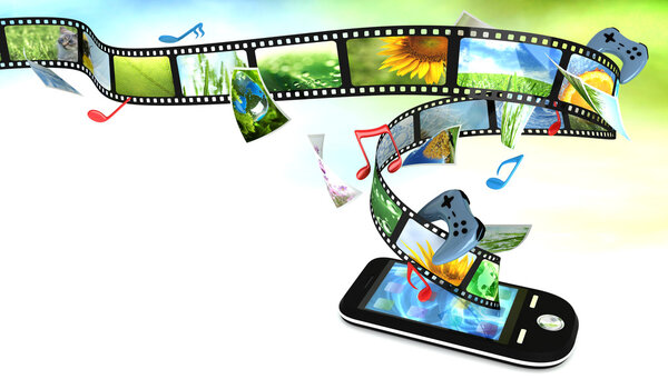 Смартфон с фотографиями, видео, музыкой и играми
